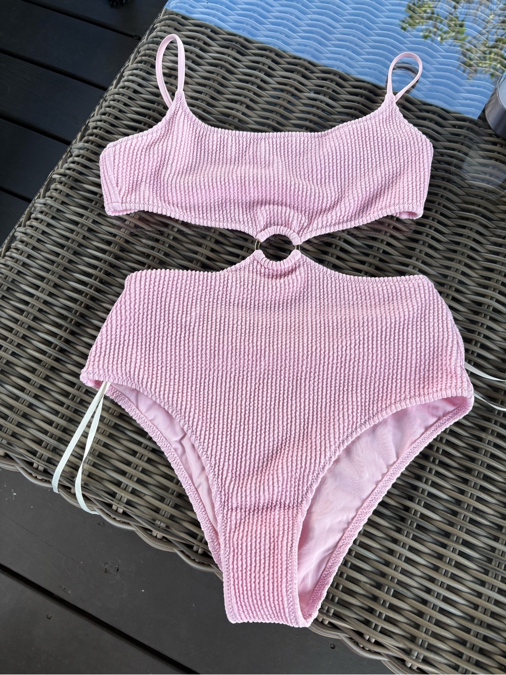 Aerie Crinkle Textured Bikini Set Pink | Size Small | NWT